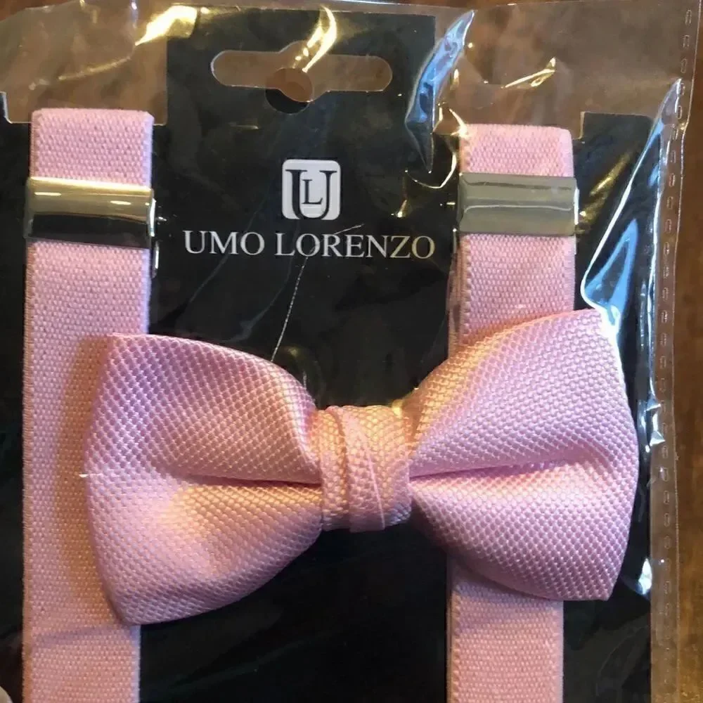 Kids Umo Lorenzo Suspender And Bow Tie Set-Pink